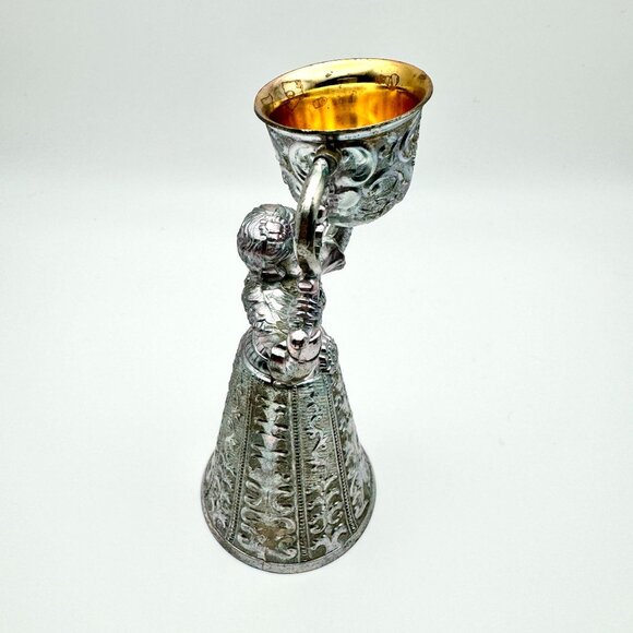 Vtg Silver & Gold Plated Nuremberg Germany Double Toasting Wedding Cup Figurine - Picture 4 of 10